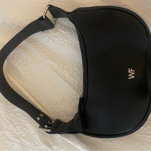 White Fox Black Shoulder Purse